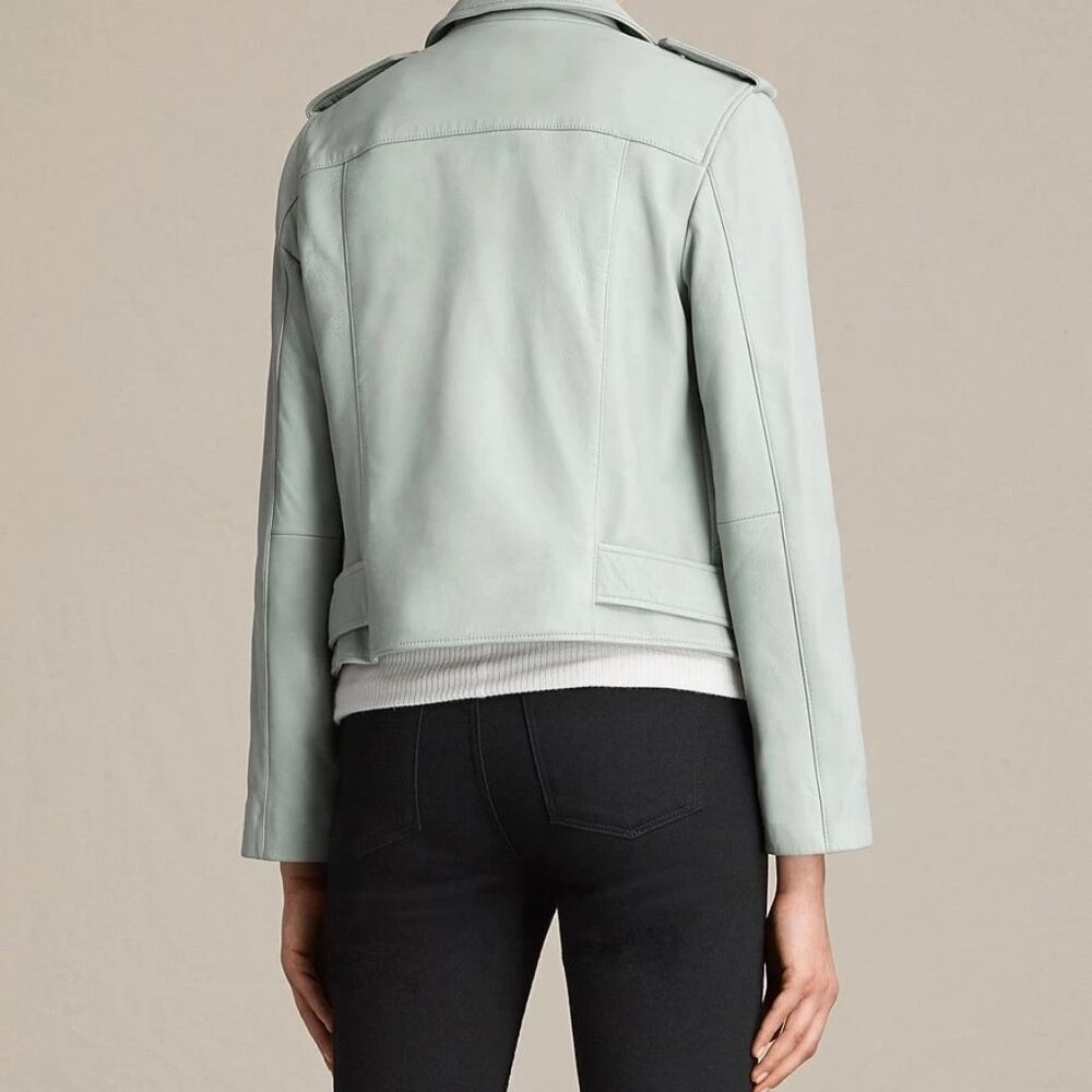 ALL SAINTS - Baby Blue Balfern Lamb Leather Biker Jacket - Picture 5 of 11